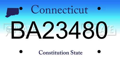 BA23480 Connecticut License Plate