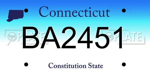 BA2451 Connecticut License Plate
