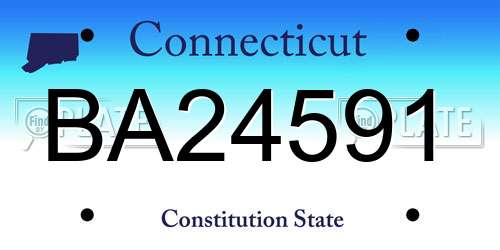 BA24591 Connecticut License Plate