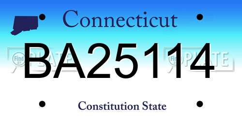 BA25114 Connecticut License Plate