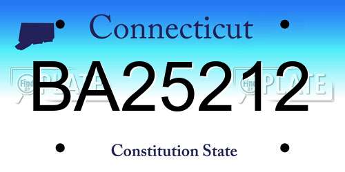 BA25212 Connecticut License Plate