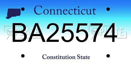 BA25574 Connecticut License Plate