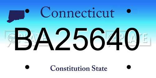 BA25640 Connecticut License Plate