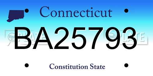 BA25793 Connecticut License Plate