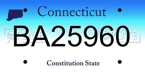 BA25960 Connecticut License Plate
