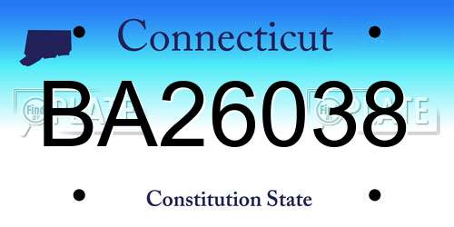 BA26038 Connecticut License Plate