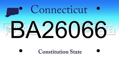 BA26066 Connecticut License Plate