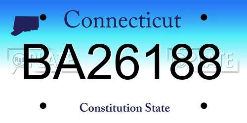 BA26188 Connecticut License Plate