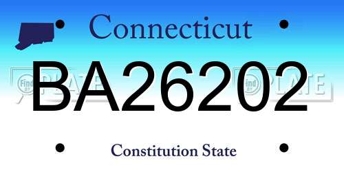 BA26202 Connecticut License Plate