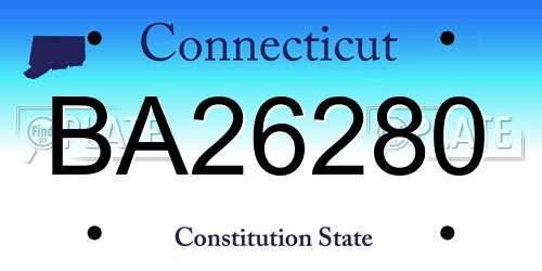 BA26280 Connecticut License Plate
