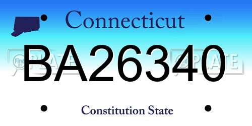 BA26340 Connecticut License Plate