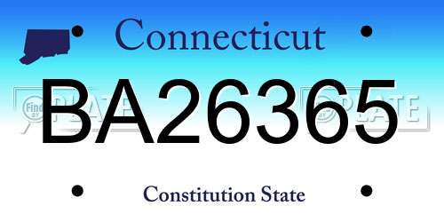 BA26365 Connecticut License Plate