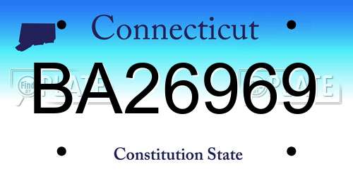 BA26969 Connecticut License Plate