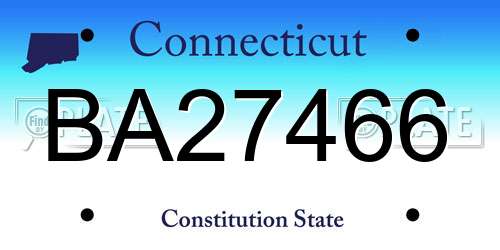 BA27466 Connecticut License Plate