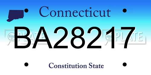 BA28217 Connecticut License Plate