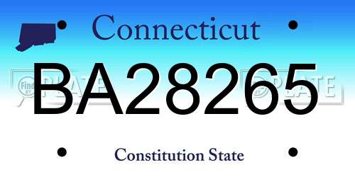 BA28265 Connecticut License Plate