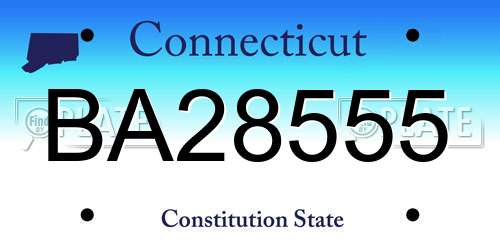BA28555 Connecticut License Plate