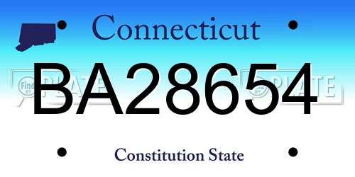 BA28654 Connecticut License Plate