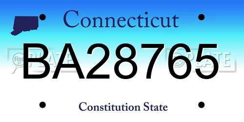 BA28765 Connecticut License Plate