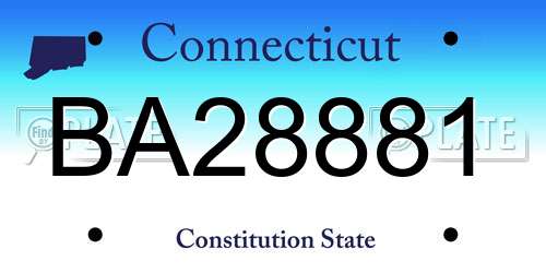 BA28881 Connecticut License Plate