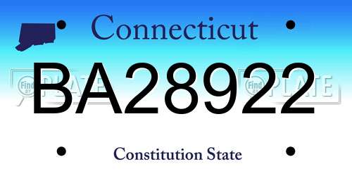 BA28922 Connecticut License Plate