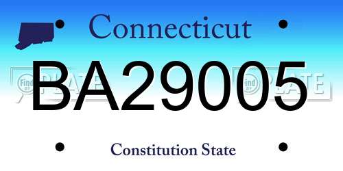 BA29005 Connecticut License Plate