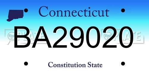 BA29020 Connecticut License Plate