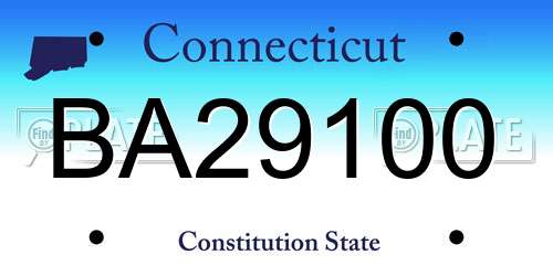 BA29100 Connecticut License Plate