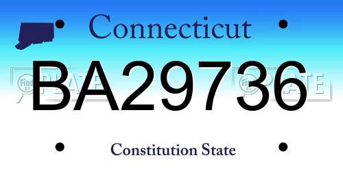 BA29736 Connecticut License Plate
