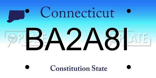 BA2A8I Connecticut License Plate