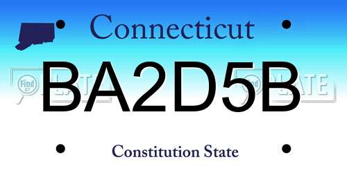 BA2D5B Connecticut License Plate