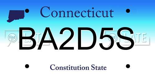 BA2D5S Connecticut License Plate