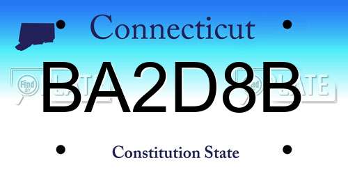 BA2D8B Connecticut License Plate