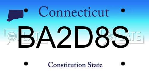 BA2D8S Connecticut License Plate