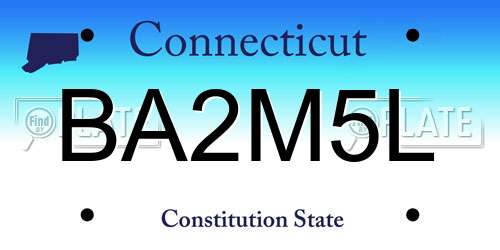BA2M5L Connecticut License Plate