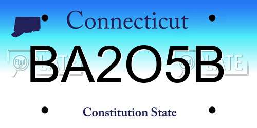 BA2O5B Connecticut License Plate