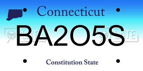 BA2O5S Connecticut License Plate