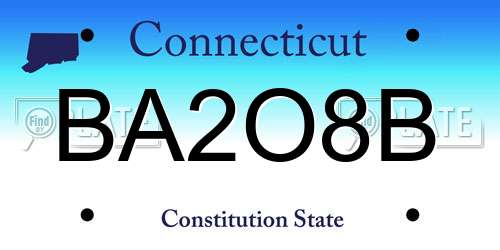 BA2O8B Connecticut License Plate