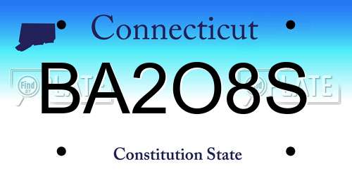 BA2O8S Connecticut License Plate