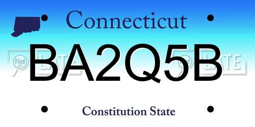 BA2Q5B Connecticut License Plate