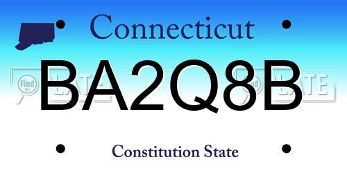 BA2Q8B Connecticut License Plate