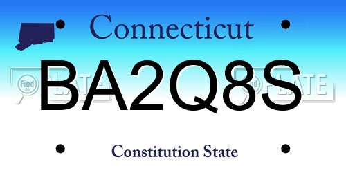 BA2Q8S Connecticut License Plate