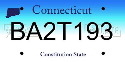 BA2T193 Connecticut License Plate