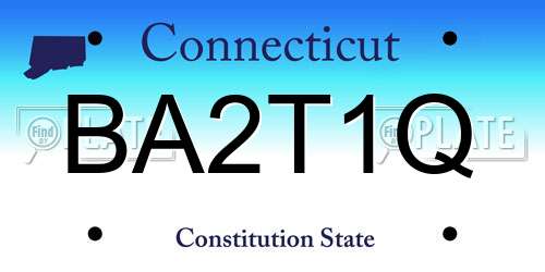 BA2T1Q Connecticut License Plate