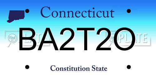 BA2T2O Connecticut License Plate