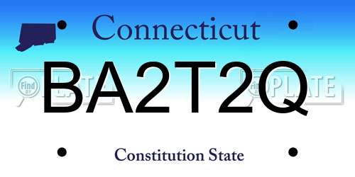 BA2T2Q Connecticut License Plate