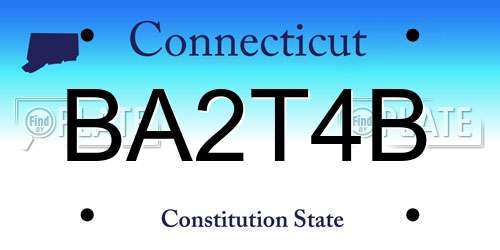 BA2T4B Connecticut License Plate
