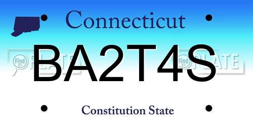 BA2T4S Connecticut License Plate