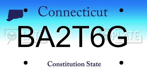 BA2T6G Connecticut License Plate