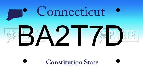 BA2T7D Connecticut License Plate